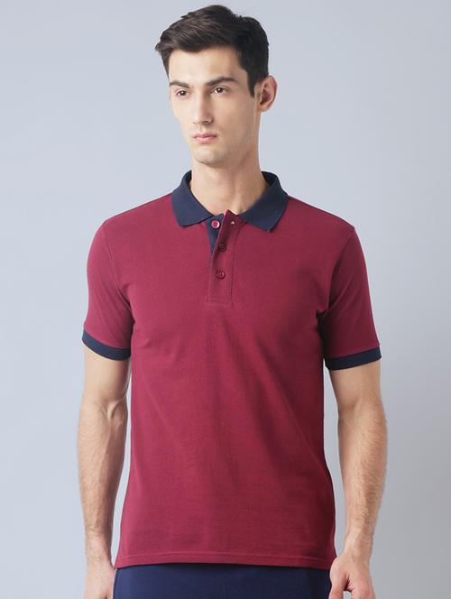 maroon cotton polo t-shirt - 14770054 - Very Small Image - 1