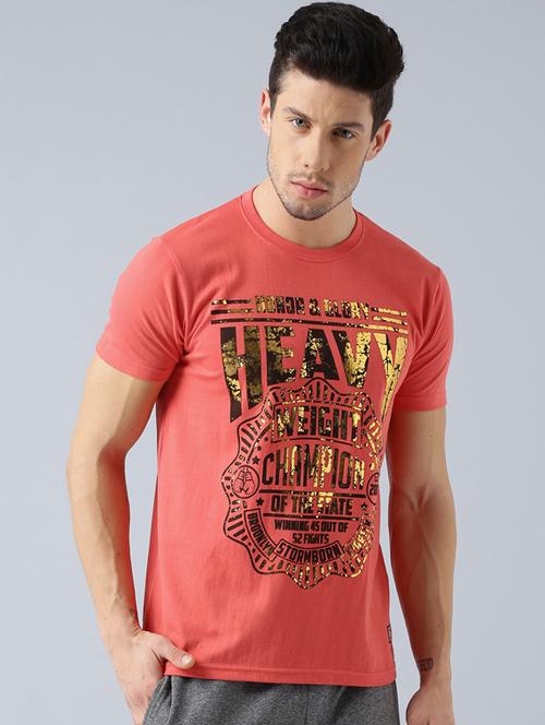 orange cotton front print tshirt - 14770062 - Very Small Image - 1