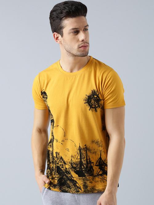 yellow cotton all over print t-shirt - 14770095 - Very Small Image - 1