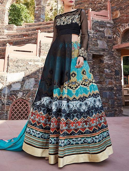 embroidered semi-stitched suit - 14770175 - Very Small Image - 1