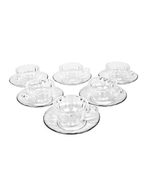 cup-saucer set made of moulded clear glass - set of 6 - 14770206 - Very Small Image - 1