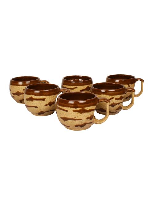 sunrise brown matt finish tea cups - set of 6 - 14770211 - Very Small Image - 1