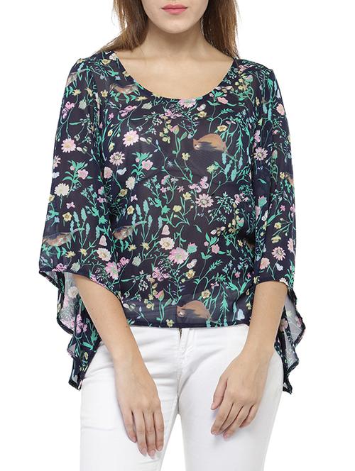 navy blue printed top - 14770420 - Very Small Image - 1