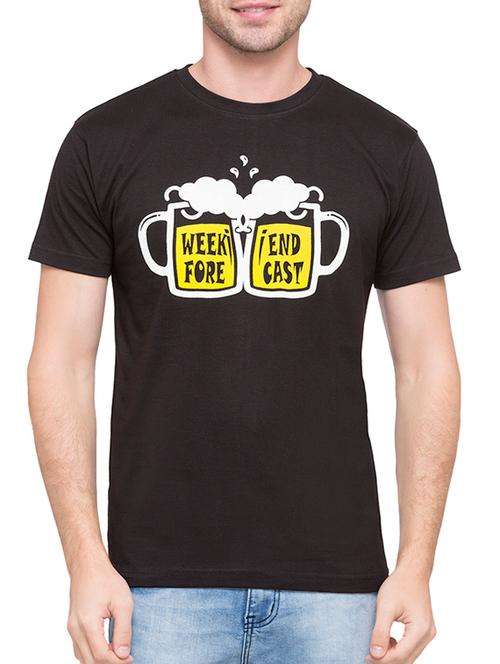 black cotton chest print tshirt - 14770488 - Very Small Image - 1
