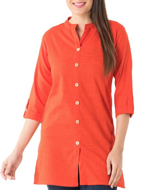 orange straight kurti - 14770705 - Very Small Image - 1