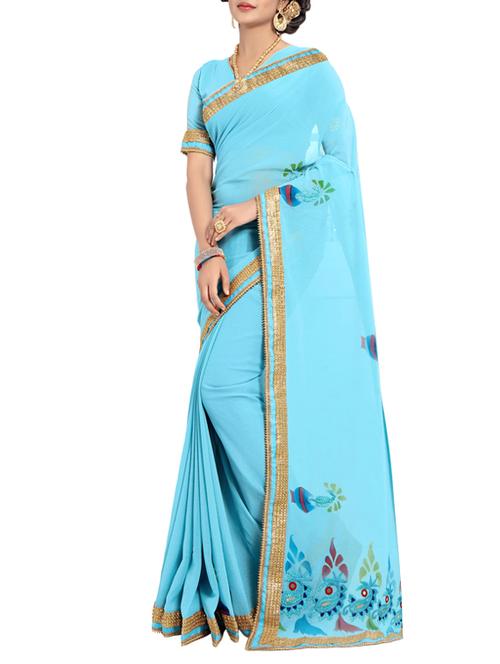 conversational embroidered saree with blouse - 14770724 - Very Small Image - 1