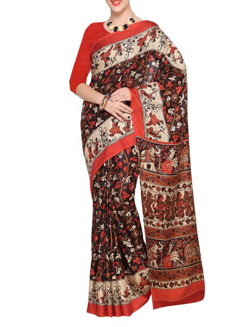 conversational bordered printed saree with blouse - 14770740 - Very Small Image - 1