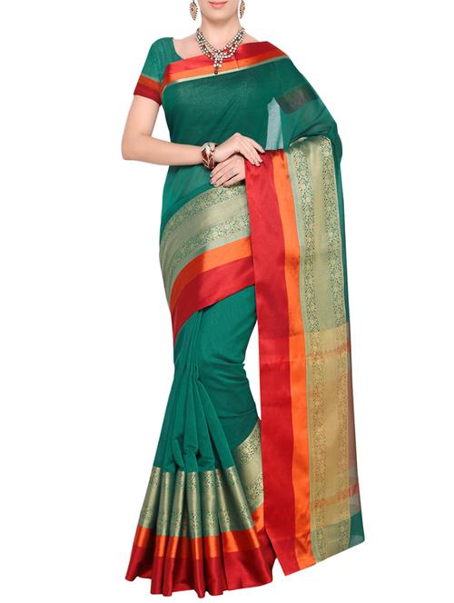zari bordered chanderi saree with blouse - 14770815 - Very Small Image - 1