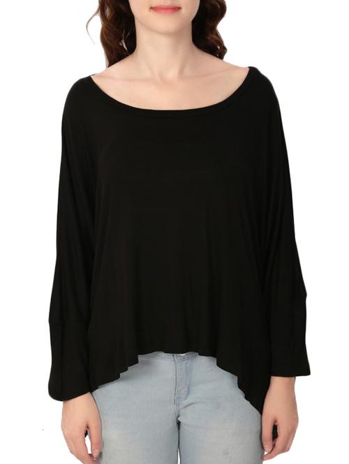 black cotton lycra asymmetric top - 14771363 - Very Small Image - 1