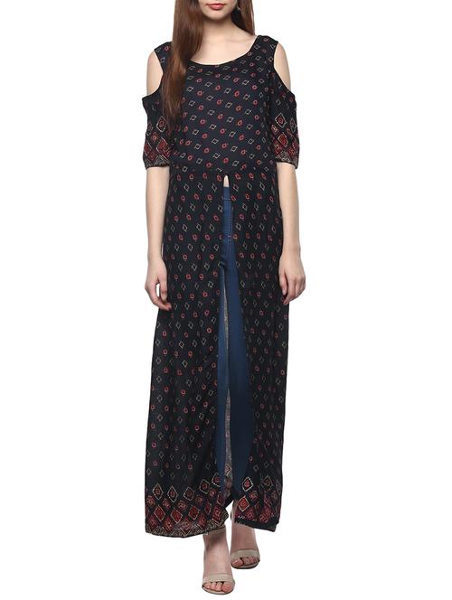 cold shoulder front slit tunic - 14772051 - Very Small Image - 1
