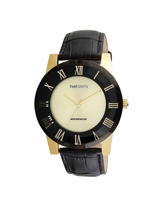 timesmith premium limited edition gold dial black leather strap branded anaog watch for men tsm-136 - 14772129 - Very Small Image - 1