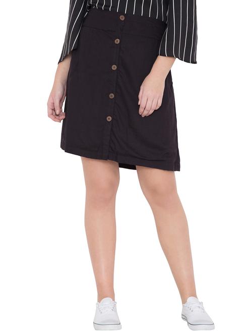 black solid a-line skirt - 14772402 - Very Small Image - 1