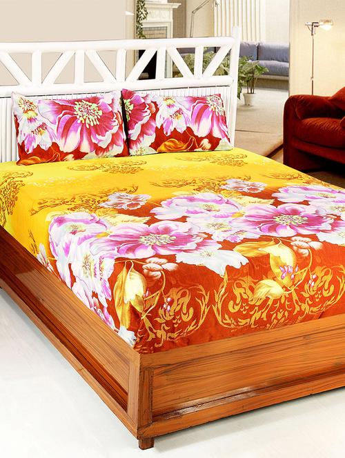 cotton printed double bedsheet with 2 pillow covers - 14772519 - Very Small Image - 1