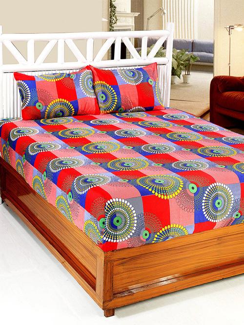 cotton printed double bedsheet with 2 pillow covers - 14772526 - Very Small Image - 1