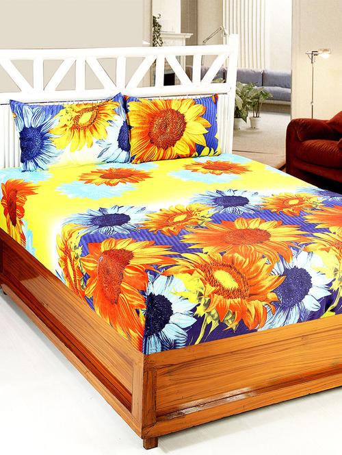 cotton printed double bedsheet with 2 pillow covers - 14772528 - Very Small Image - 1