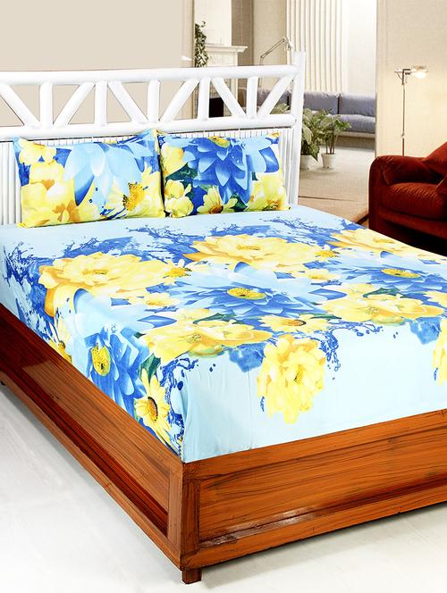 cotton printed double bedsheet with 2 pillow covers - 14772529 - Very Small Image - 1