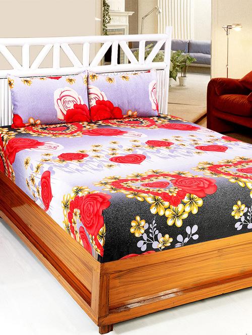 cotton printed double bedsheet with 2 pillow covers - 14772534 - Very Small Image - 1