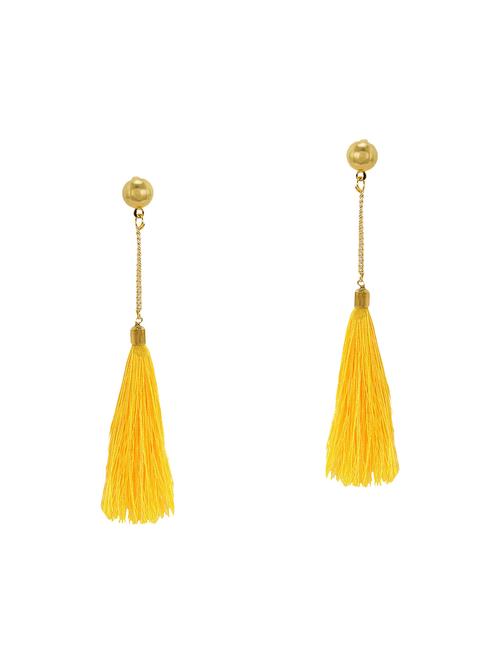 yellow colored brass tassel earrings - 14772914 - Very Small Image - 1