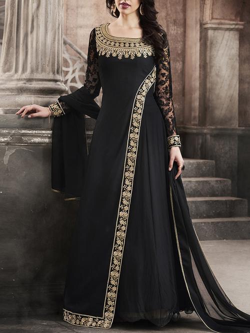black flared semi-stitched suit - 14773045 - Very Small Image - 1