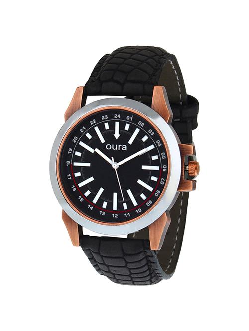oura analog black dial round men's watch - 14773982 - Very Small Image - 1