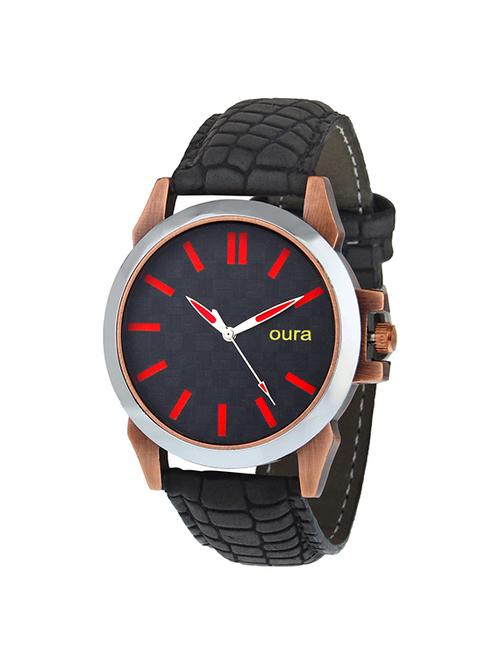 oura analog black dial round men's watch - 14773983 - Very Small Image - 1
