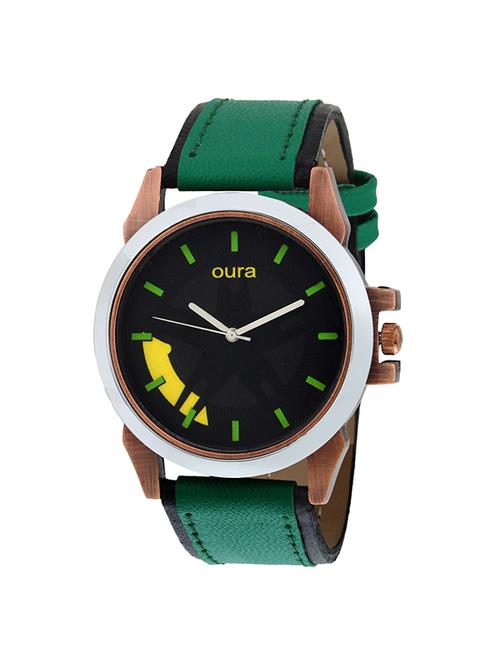 oura analog black dial round men's watch - 14773986 - Very Small Image - 1