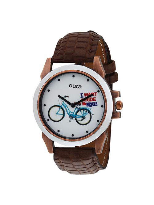 oura analog white dial round men's watch - 14773988 - Very Small Image - 1