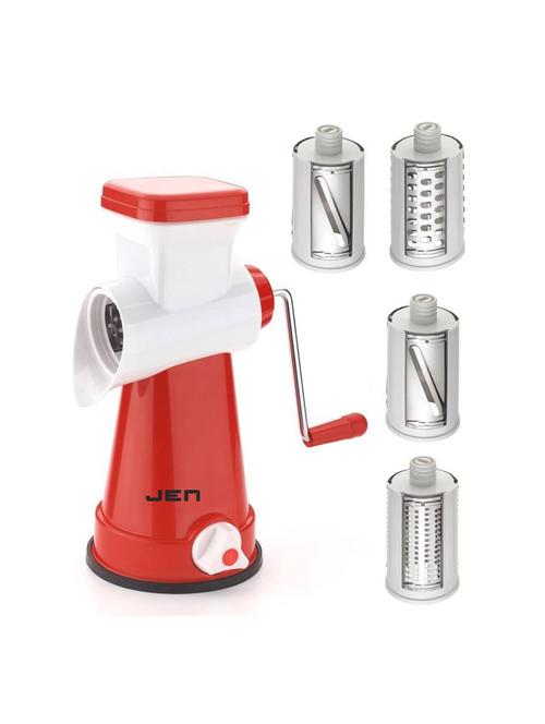 jen red 4 in 1 drum rotary vegetable cutter, shredder, grater & slicer - 14773998 - Very Small Image - 1