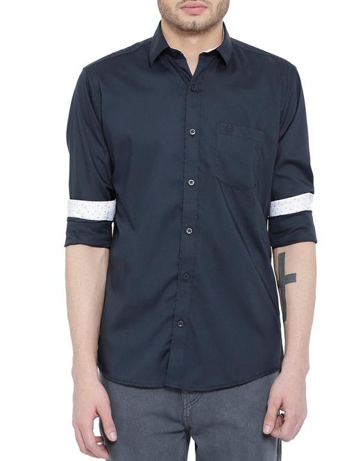 navy blue cotton casual shirt - 14774046 - Very Small Image - 1