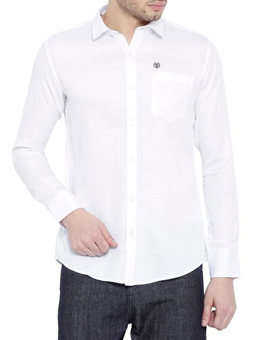white cotton blend casual shirt - 14774058 - Very Small Image - 1