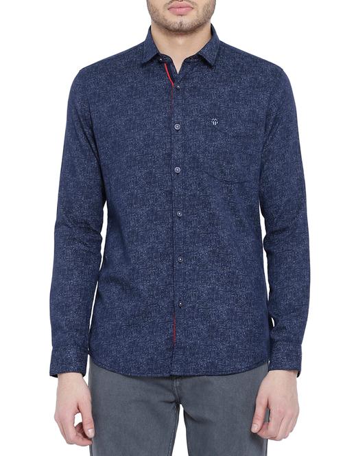blue cotton blend casual shirt - 14774061 - Very Small Image - 1