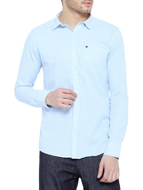 light blue cotton blend casual shirt - 14774065 - Very Small Image - 1
