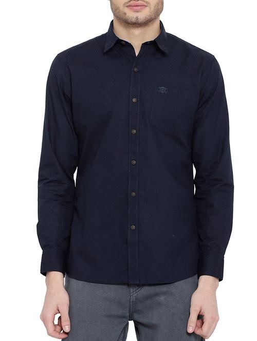 navy blue cotton casual shirt - 14774091 - Very Small Image - 1