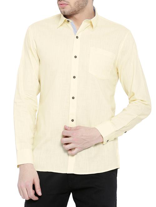 yellow cotton casual shirt - 14774099 - Very Small Image - 1