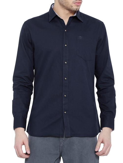 navy blue cotton casual shirt - 14774103 - Very Small Image - 1