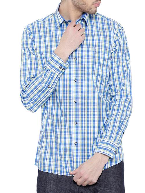blue cotton casual shirt - 14774114 - Very Small Image - 1