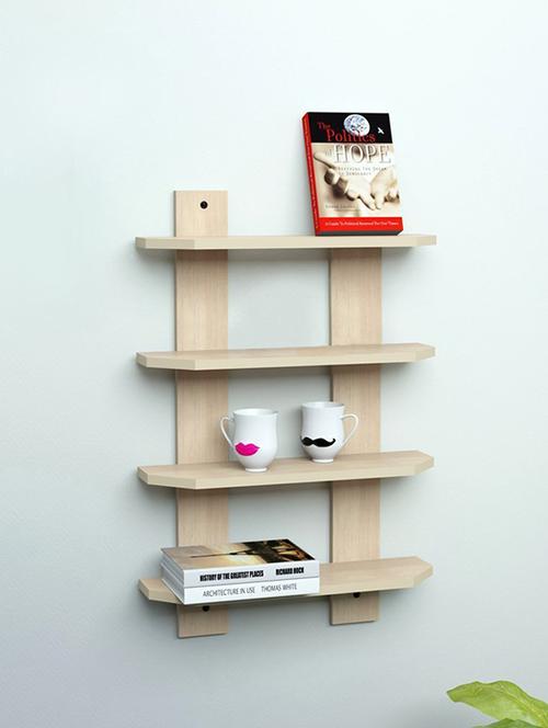 roayls wood mdf laminated ladder shape 4 tier designer wall rack shelf-bavarian beeh - 14774219 - Very Small Image - 1