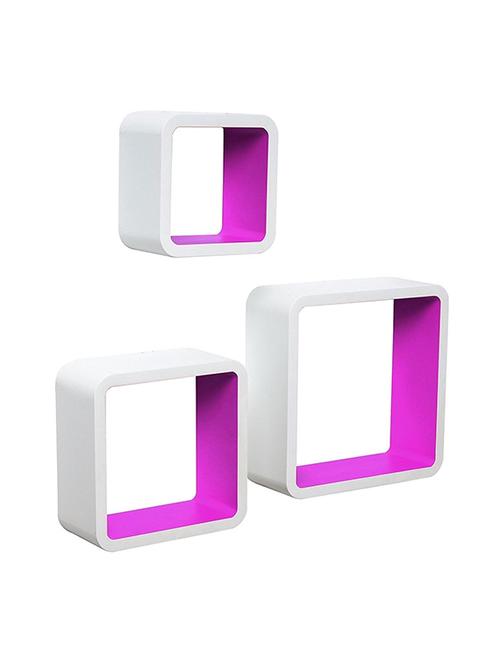 mdf artesania nesting cube floating wall shelves set of 3 – white-pink - 14774236 - Very Small Image - 1