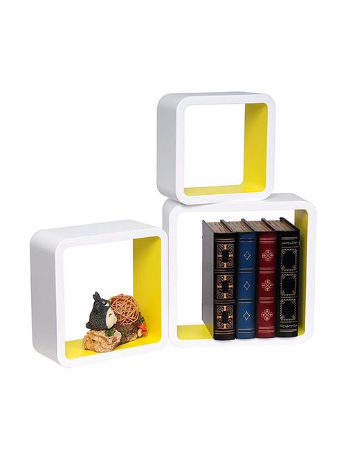 mdf artesania nesting cube floating wall shelves set of 3 – white-yellow - 14774238 - Very Small Image - 1