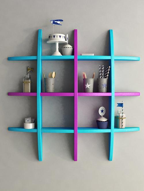 living dã©cor globe shape floating wall shelves rack –blue-pink - 14774250 - Very Small Image - 1