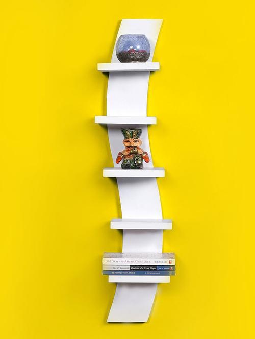 mdf floating wall shelh rack curve shape 5 tier- white - 14774295 - Very Small Image - 1