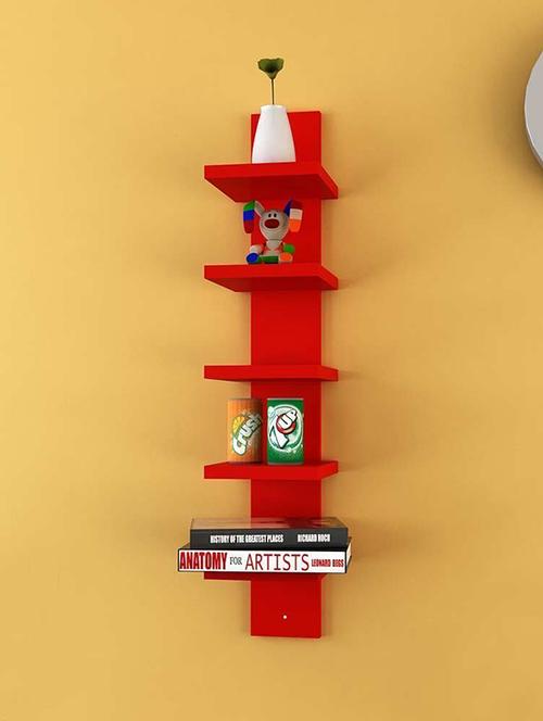 mdf floating wall shelh rack curve shape 5 tier- red - 14774300 - Very Small Image - 1