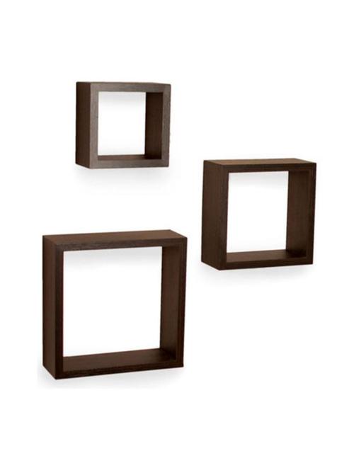 home&decor nesting square wooden wall shelf set 3- brown - 14774349 - Very Small Image - 1