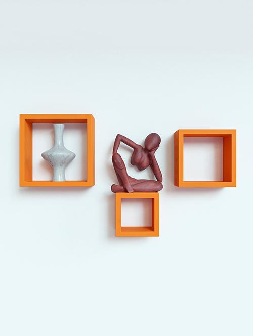 home&decor nesting square wooden wall shelf set 3- orange - 14774352 - Very Small Image - 1