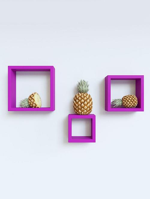 home&decor nesting square wooden wall shelf set 3- purple - 14774355 - Very Small Image - 1
