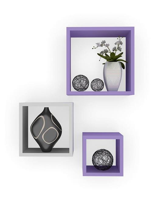 home&decor nesting square wooden wall shelf set 3- purple-white - 14774356 - Very Small Image - 1