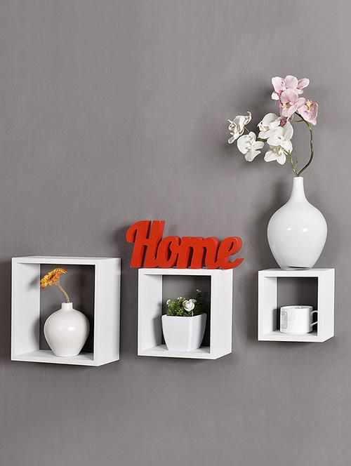 home&decor nesting square wooden wall shelf set 3- white - 14774358 - Very Small Image - 1