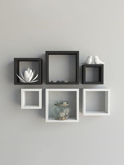 home&decor black / white nesting square wooden wall shelf set 6 - 14774363 - Very Small Image - 1