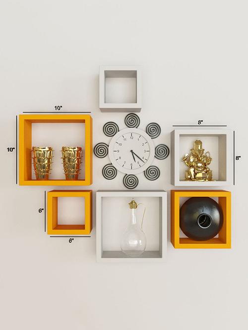 home&decor orange / white nesting square wooden wall shelf set 6 - 14774373 - Very Small Image - 1