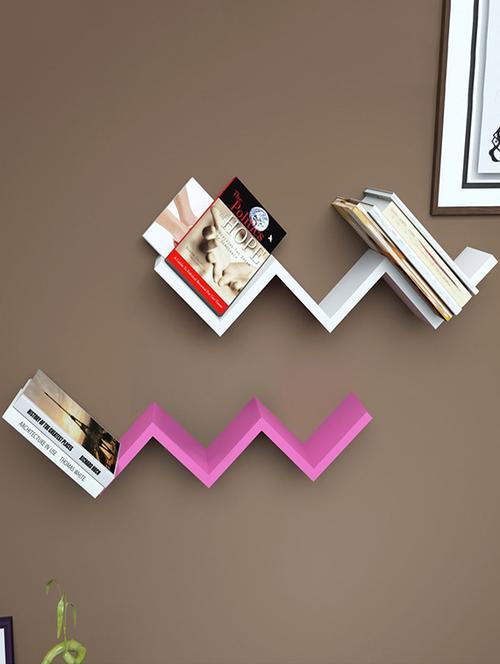 w shaped zigzag floating wall shelf ?pink & white - 14774391 - Very Small Image - 1